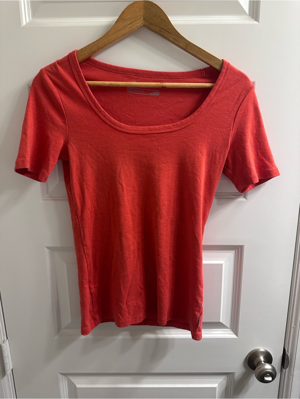 Eddie Bauer Scoop Neck Short Sleeve Tee - Coral Red
